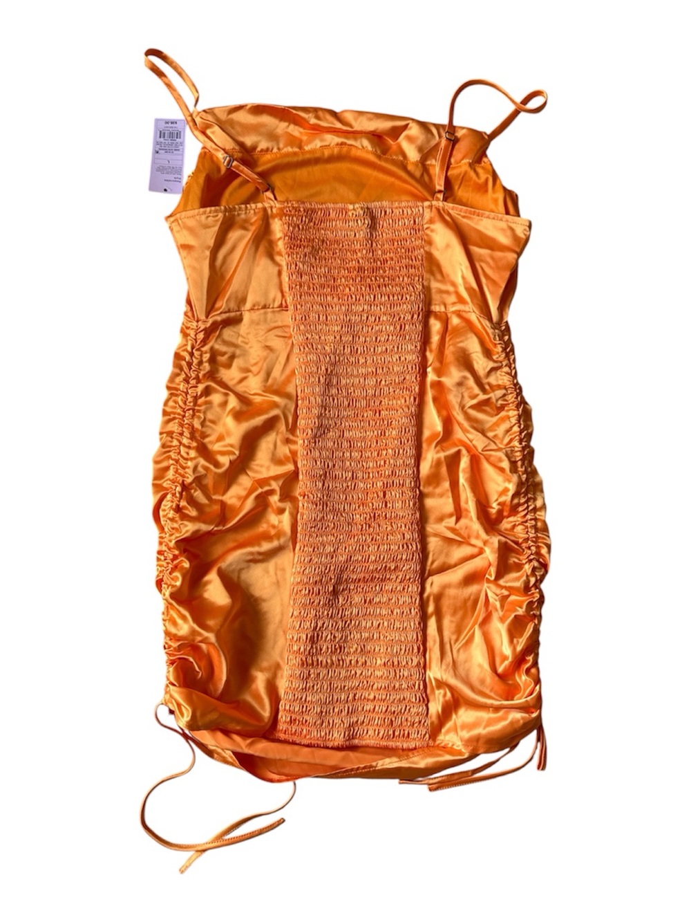 Wild Fable Satin Orange Ruched Slip Dress - Picture 3 of 3